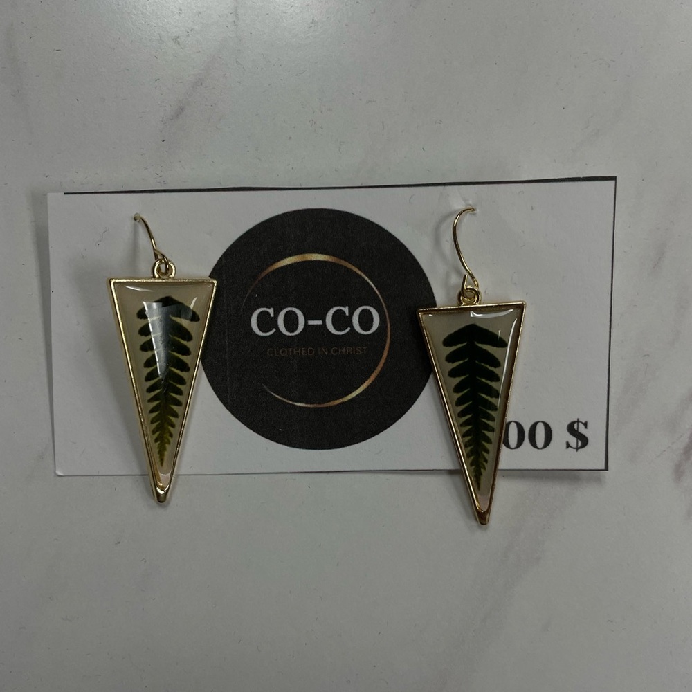 Gold and Black Triangle Earrings